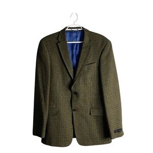 Tommy Hilfiger Men's Ethan Green Guncheck Notch Lapel Single Breasted Blazer